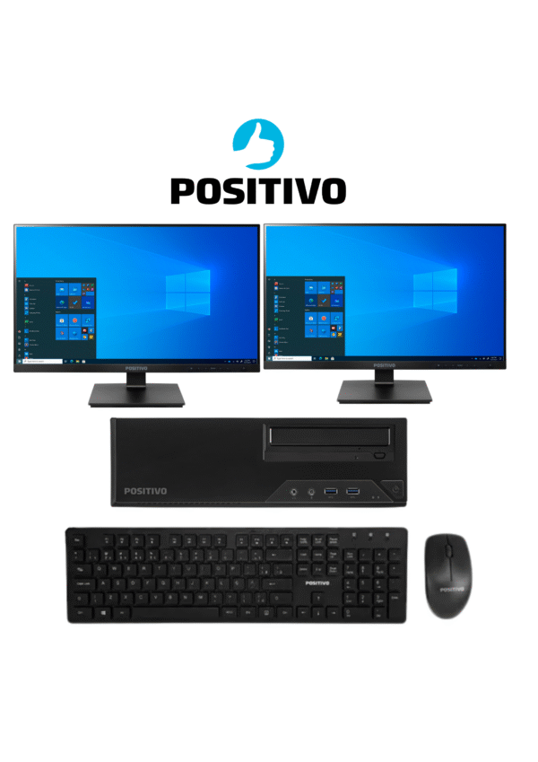DESKTOP POSITIVO MASTER D4400 RYZEN 5 PRO 5650G 8GB 256GB W11 PRO + 2X MONITOR POSITIVO 24BN650U